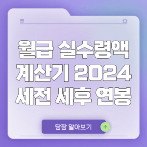 월급 실수령액 계산기 2024 세전 세후 연봉