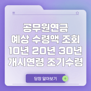 공무원연금 예상 수령액 조회 10년 20년 30년 개시연령 조기수령