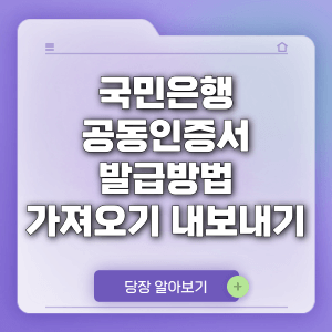 국민은행 공동인증서 발급방법 가져오기 내보내기