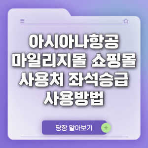 아시아나항공 마일리지몰 쇼핑몰 사용처 좌석승급 사용방법