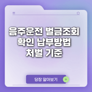 음주운전 벌금조회 확인 납부방법 처벌 기준