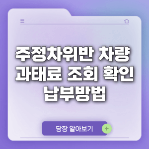 주정차위반 차량 과태료 조회 확인 및 납부방법
