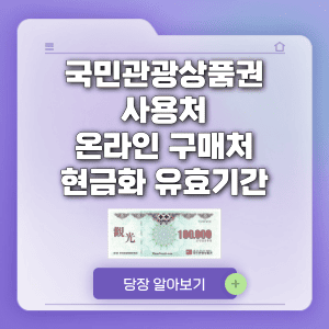 국민관광상품권 사용처 온라인 구매처 현금화 유효기간