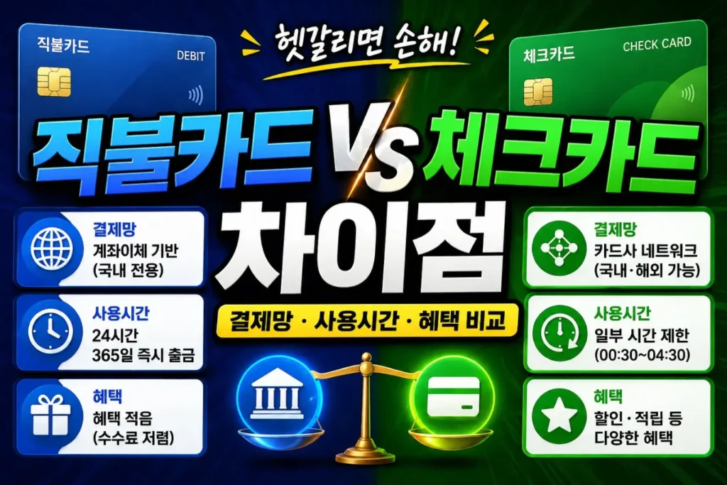 직불카드와 체크카드 차이점